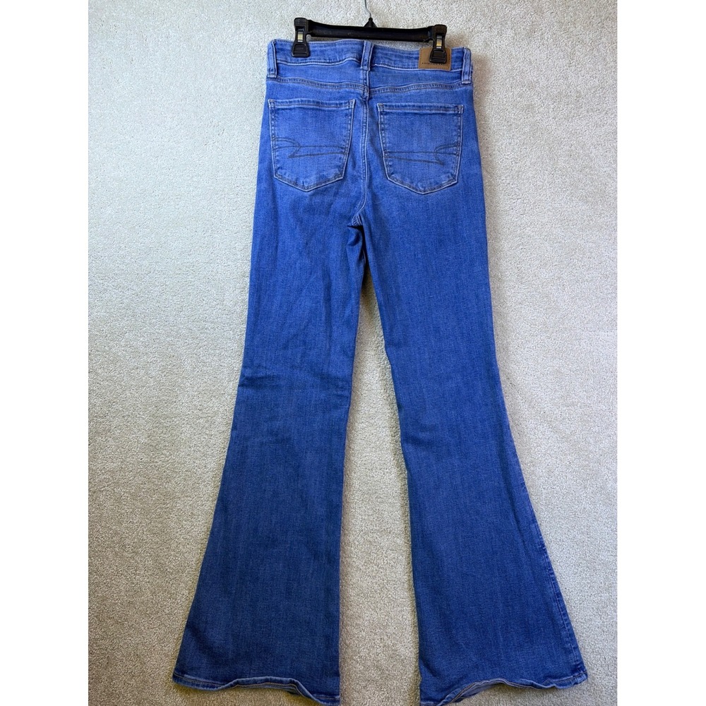 American Eagle Super Hi-Rise Flare Jeans Women 2 (26x30) Blue Next Level Stretch - Picture 3 of 9